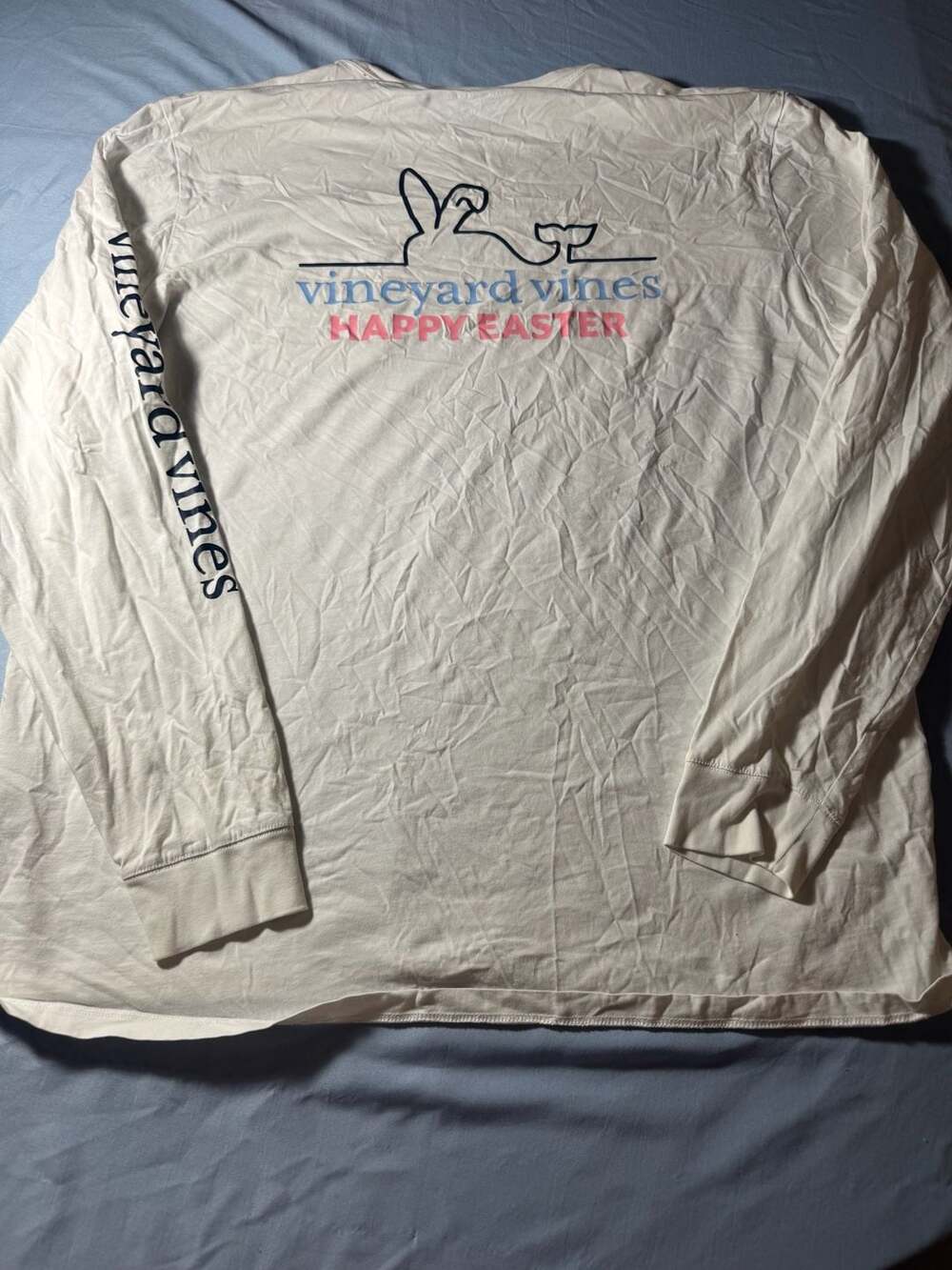 Vineyard Vines Men's Long Sleeve Happy Easter T-Shirt, White, XL